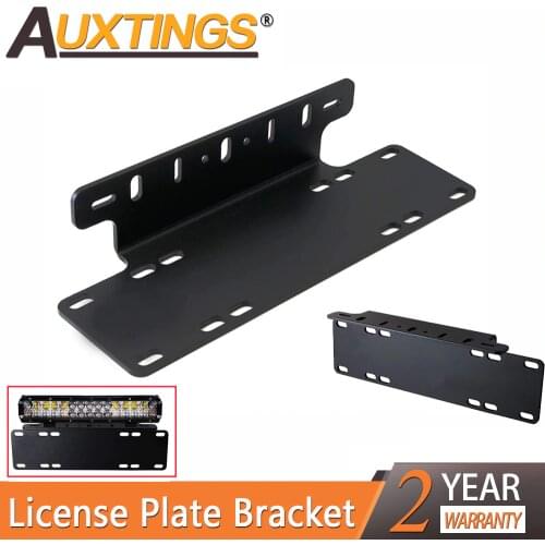 Auxtings 15INCH Stainless Steel Bull Bar Front Bumper License Plate Mount Bar led Light Bar bracket Holder Kit For Offroad ATV