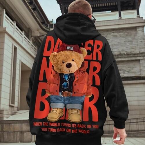 Fashion Brand Hooded Fleece-Lined Thick Loose Bear Pullover National Plus-Sized Sweater Mens Autumn and Winter 8XL Hoodies