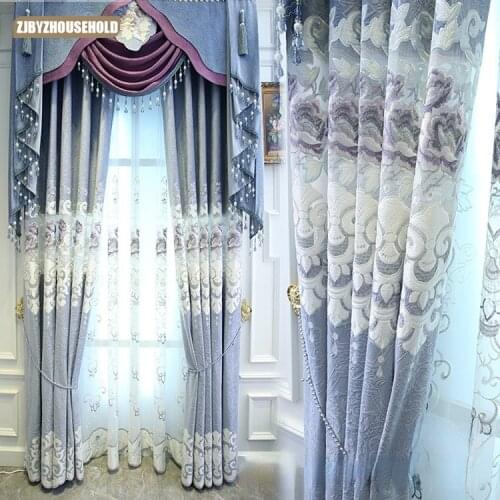 New Style Light Luxury Atmosphere European Style Velvet Hollow Embroidered Curtains for Living Room and Bedroom Balcony