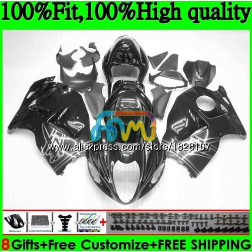 Injection For SUZUKI Black silver Hayabusa GSXR-1300 GSXR 1300 56BS.123 GSXR1300 08 09 10 11 12 2008 2009 2010 2011 2012 Fairing