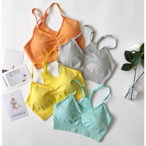 Solid color Seamless Sports Gym Fitness Women Running Crop Tops Push Up Female Workout Padded Yoga Bra High Impact Activewear