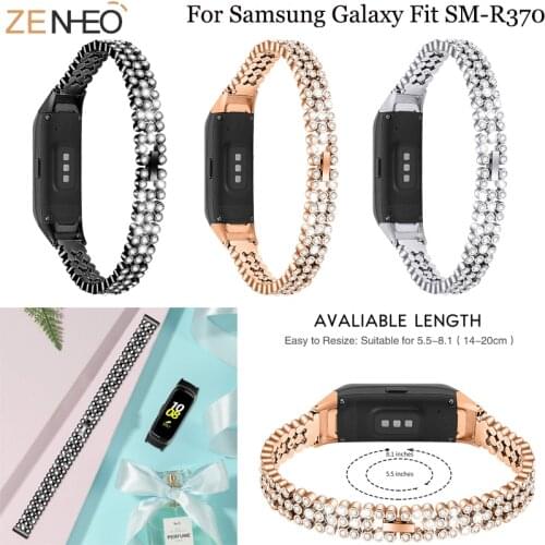 Luxury women Steel Rhinestone Replacement Watch Band Wrist Strap For Samsung Galaxy Fit SM-R370 Smart WristBand Bracelet