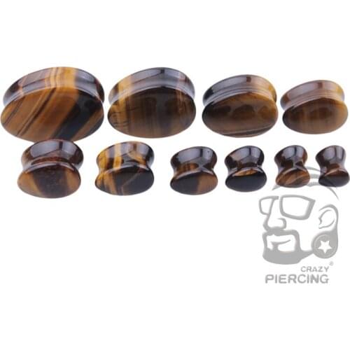 Mix Size 5mm-25mm Wholesale Organic Natural Tears Drops Stone Ear Plug And Tunnels Ear Expanders Piercing Body Jewelry Brown