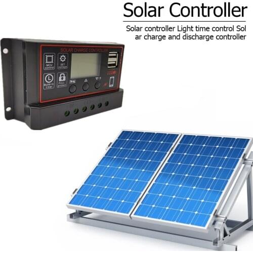 12V 24V Solar Panel Battery Regulator Port Display PWM Solar Charge Controller with LCD Display USB Port Battery Regulator