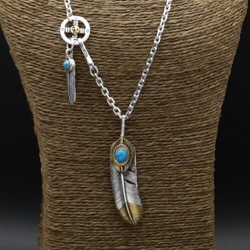 Starfield S925 Sterling Silver Retro Thai Silver Takahashi Goro Classic Feathers Sweater Necklace Men Women