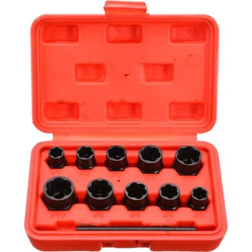 Universal 11pcs 9-19mm Damaged Nut Bolt Remover Stud Extractor Set Broken Bolt Removal Kit Black Metric Tool