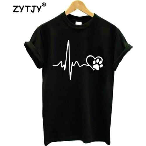 Heartbeat Love dog paw Print Women T shirt Cotton Casual Funny Shirt For Lady Top Tee Tumblr Hipster Drop Ship NEW-80