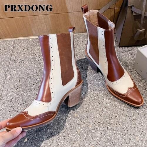 New Brand Autumn Winter Ankle Boots For Women Square High Heels Short Boots Black Brown Casual Shoes Woman Riding Boots Size 43