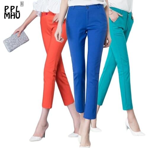 Korean Fashion Trousers Women Spring Cute 20 Candy Colors Pencil Pants Elegant Basic Stretch Big Size Mom Pants Leggings Pants