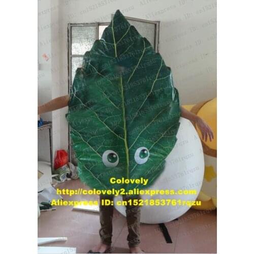 Lively Green Leaf Foliage Leafage Mascot Costume Cartoon Character Mascotte Green Bright Eyes Toothed Edge ZZ1358 Free Shipping