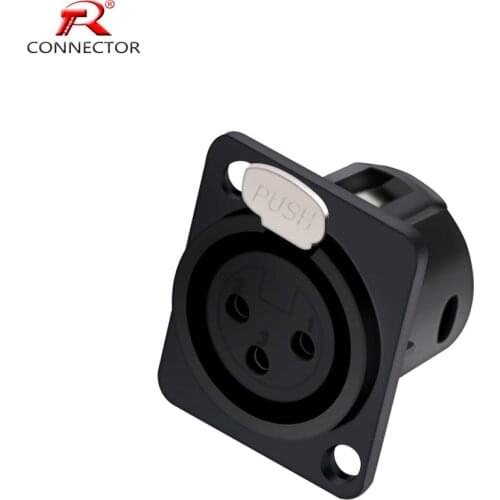 1pc 3pin XLR female socket connector, for Microphone/MIC, Panel Mount, Metal Shell +Copper Contact