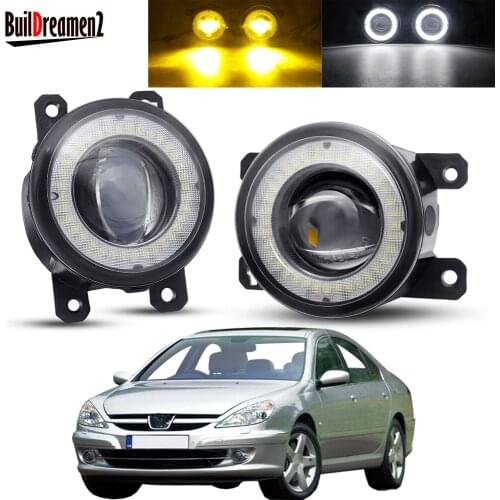 2 X Angel Eye Fog Light Assembly For Peugeot 607 (9D, 9U) Saloon 2000-2006 Car LED Lens Fog Daytime Running Lamp DRL 30W 12V