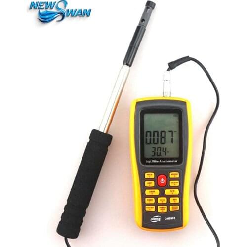 2017 hot sale GM8903 Hot Wire Digital Anemometer 0~30ms Air Temperature Meter 0~45C Wind Speed Flow Tester with USB