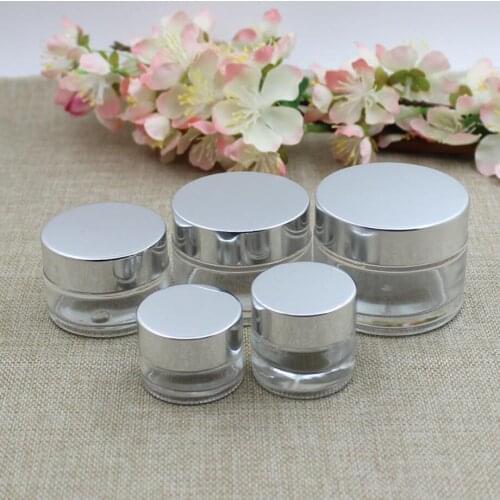 5G transparent clear glass cream jar for gel/sample/eye cream/essence/moisturizer/skin care pot cosmetic packing plastic bottle