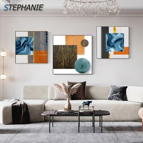 Abstract Artistic Painting Modern Color Block Poster Print Gold Wall Art Pictures for Living Room Pop Canvas Art Home Decorative