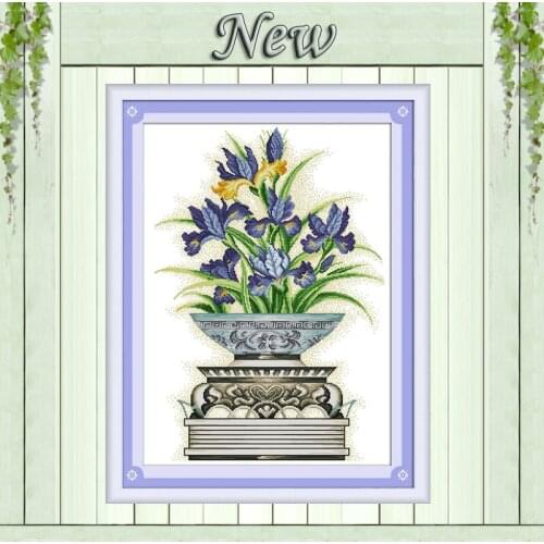 Flower arrangement pot vase decor paintings Counted Printed on canvas DMC 11CT 14CT Cross Stitch kits Needlework Sets embroidery