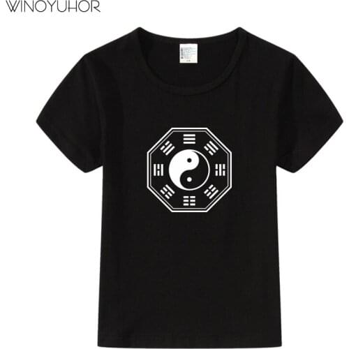 Taiji The Eight Diagrams Children T-shirts Design Clothing WUDANG Yin And Yang Funny T hirt Kids Boys Kungfu Shirts