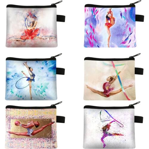 Elegant Art Gymnastics Coin Purse Women Dancer Shopping Portable Coin Bag Girls Daily Lipstick Credit Card Bags Gift