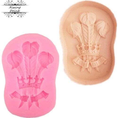 1Pcs feather crown cake silicone mold chocolate clay mold Kitchen Baking sugar craft fudge cake decoration tool