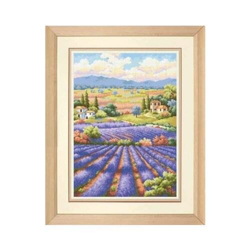 COTTON Top Quality Lovely Hot Sell Counted Cross Stitch Kit Fields of Lavender Landscape Scenic Countryside dim 70-35299