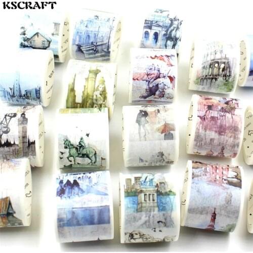 KSCRAFT 40mm*7m Adhesive Tape for Scrapbooking DIY Craft Sticky Deco Masking Japanese Paper Washi Tape Travel Series