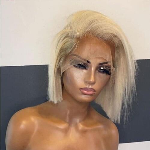 Short Bob Blonde Hair Lace Front Wigs with Baby Hair Synthetic Heat Resistant Fiber Lace Wigs Replacement Pre Plucked