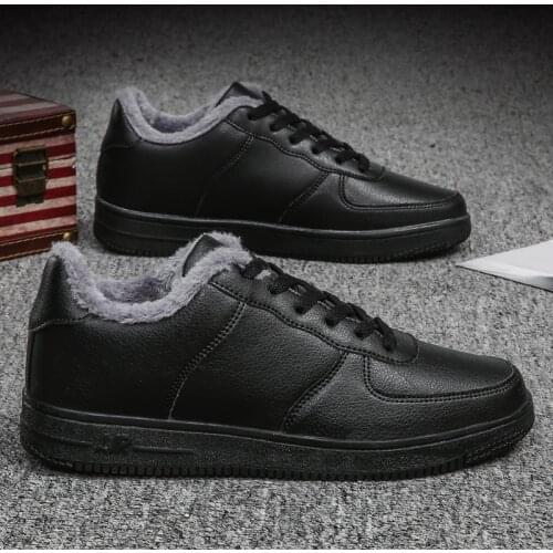 Winter Men Casual Shoes Lace Up Fashion Sneakers Plush Shoes Big Size 48 47 Mens Trainers Shoes Outdoor Flats Black White