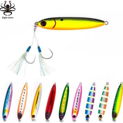 40g Eight Claws metal fishing lure 3d eyes slow lead jig jigging lure fake saltwater fishing bait