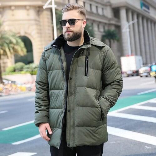 2018 Mens Winter Large size XL-7XL 8XL 9XL 10XL Hooded Park Warm jacket in the long Section Thick Loose Warm Green Coat