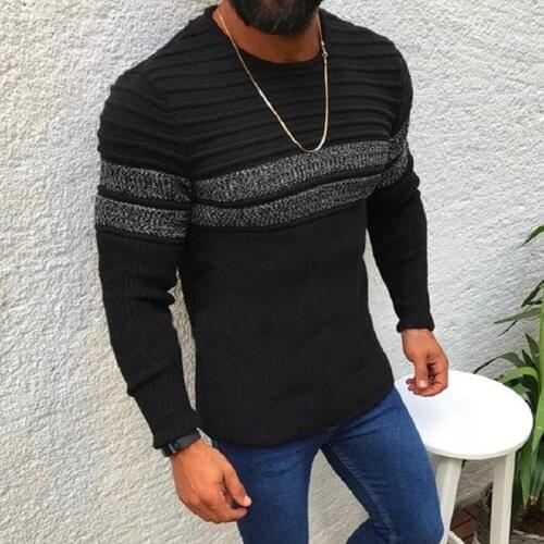 2021 New Autumn/winter Sweater Men Color Matching Stitching Stripes Casual European/american Round Neck Knitted Sweater Cardigan