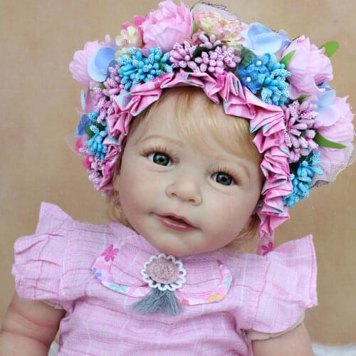 3D-Paint Skin 55 CM Soft Silicone Reborn Baby Doll Lifelike Princess Toddler Girl Toy Cloth Body Bebe Dress Up Boneca Alive Gift