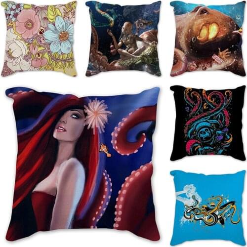 Nordic Cartoon octopus Printed Cushion Cover Pattern Pillow Case Home Decorative Sofa Car Chair Throw Pillows Cushion Cover