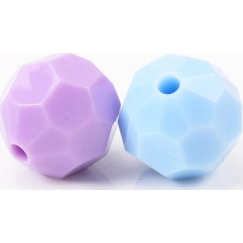 New Hot Sale Spring Color Acrylic Faceted Unfinished Geometric Round Spacer Loose beads Handmade Jewlery Accessory 15mm 10pcs
