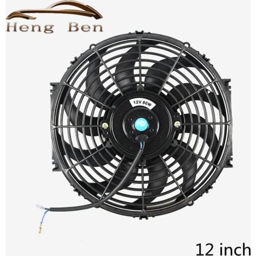12" INCH ELECTRIC FAN KIT OIL COOLER RADIATOR AUTOMOTIVE UNIVERSAL SLIM COOLING 12V 80W
