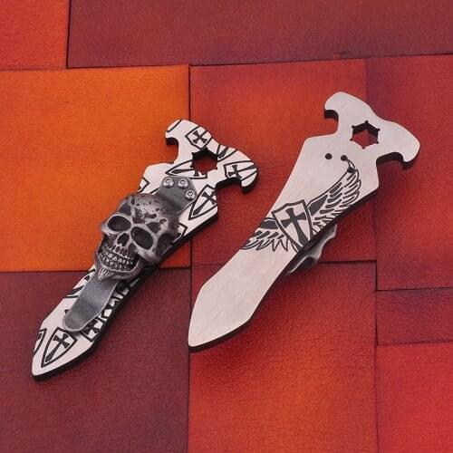 Titanium Steel Fire Screwdriver Opener With EDC Outdoor Gadgets Skull Shield Key Chain Mens Gift Tools