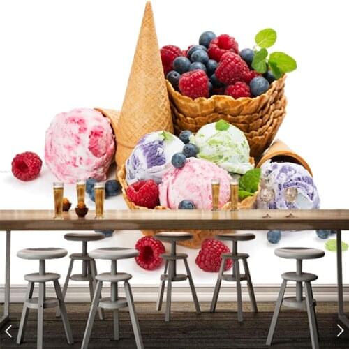 Custom 3D wallpaper, Balls Ice cream cone Food murals for kitchen dining room background decorative waterproof wallpaper