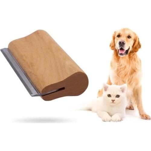 Pet Hair Removal Comb Brush Wood Handle Grooming Tool Processing Pet Groomer Comb Brush Pet Hair Deshedding Products