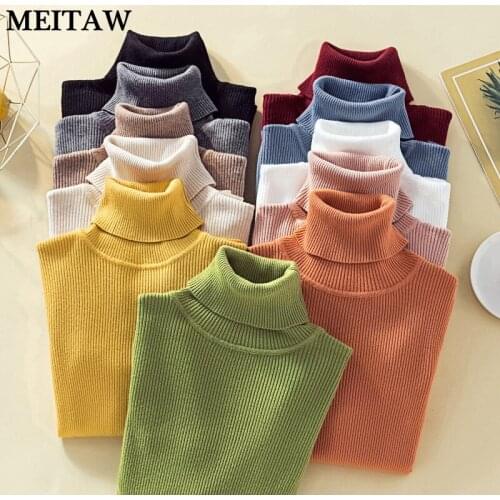 On Sale 2020 Autumn Winter Women Knitted Turtleneck Sweater Casual Long Sleeve Soft Pullovers Female Highly Elastic Jumper Tops