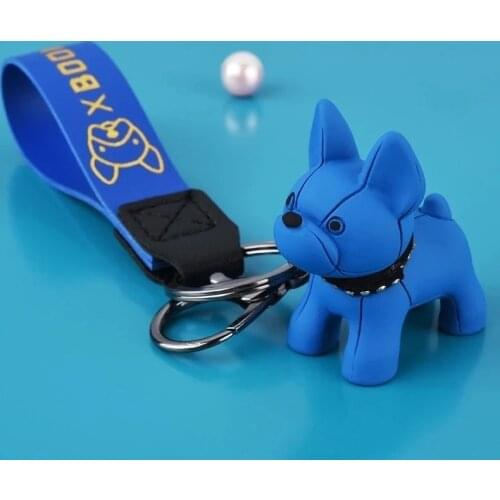 Cute Novelty Resin French Bulldog Keychain Assorted Color for Women Men Car Bag Keyring Pendant Accessions Wedding Party Gift