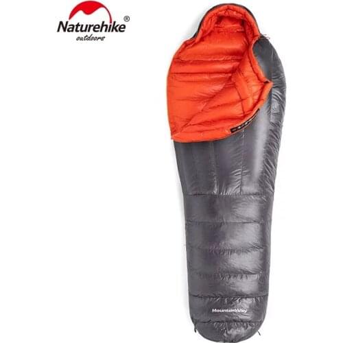 Naturehike 20D 400T Nylon Winter Goose Down Warm Mummy Single Sleeping Bag water-resistant keep warm for Outdoor Hiking Camping