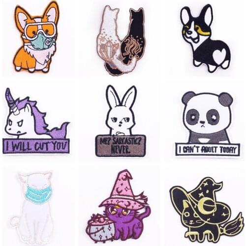 Animal Patch Iron On Patches For Clothing Letters Heat-Sensitive Stickers On Clothes Cartoon Unicorn Rabbit Badges DIY On Dress