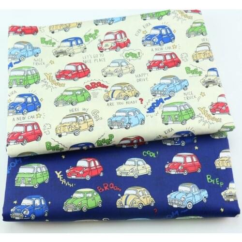Printed Cars Yellow Cotton Fabric For Kid,DIY Textile Fabric,Sewing Quilting Fat Quarters Material For Baby&child