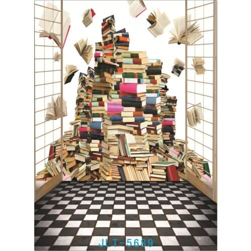 School Piles of Books Fabric Cloth Custom Photography Backdrop Prop Photo Studio Backgrounds for Wedding Children for Photocall
