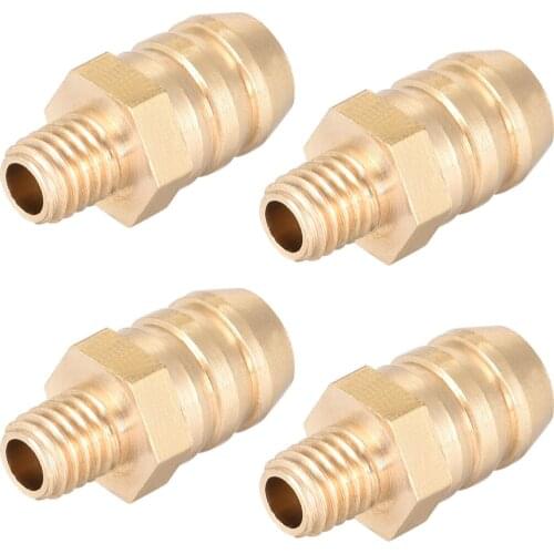 Uxcell 4pcs Brass Fitting Connector Metric M5x0.8 Male To Barb Hose ID 8mm connect lines for air water fuel oil Gold Tone