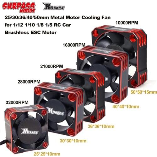 Surpass Hobby Rocket 25mm 30mm 36mm 40mm 50mm Metal Cooling Fan For RC ESC Motor Heat Dissipation-Red&Black