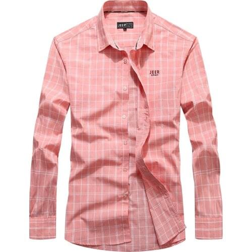 Spring Shirt Men Casual Shirts for Men Korean Clothes Pure Cotton Long Sleeves Plaid Shirt Male Camisas Hombre Plus Size M-4XL
