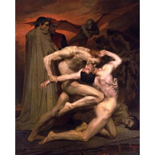 Handmade Oil painting reproduction Dante and Virgil in Hell by William Bouguereau