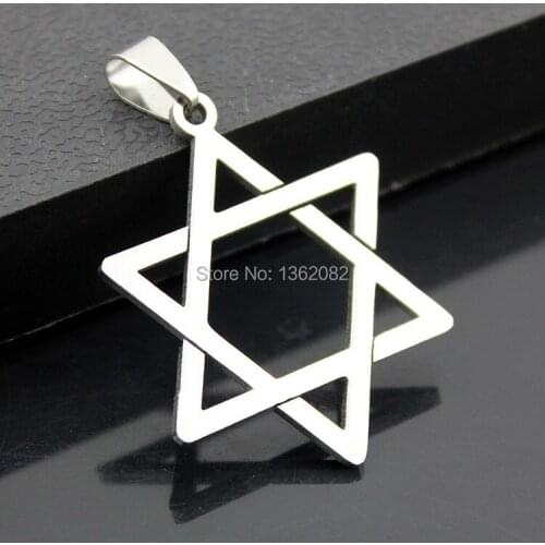 Jewelry Wholesale 12PCS Stainless Steel Star of David Hexagram Charms Pendant Necklace Gift MN242