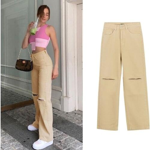 Womens Jeans Woman High Waist Flared Jeans Khaki Black Brown Pants Womens Pants For Women Clothing Trouser Jean Women Trousers