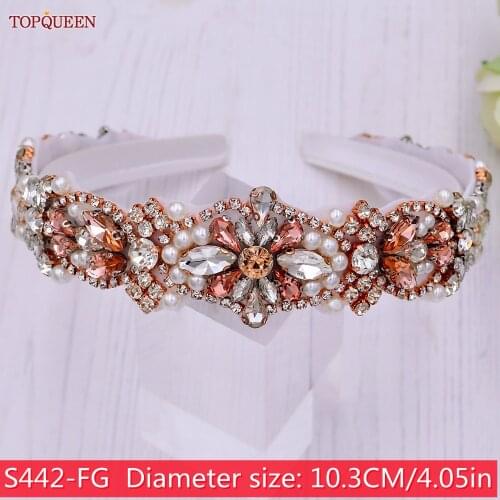 TOPQUEEN Charm Rose Gold Crystal Baroque Headband luxury headband Hairbands For Women Wedding Hair Accessories Jewelry Gift S442